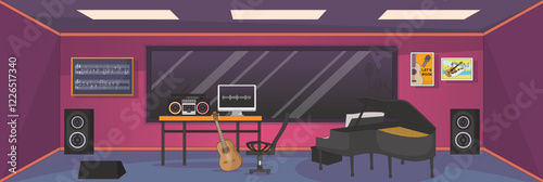 Cute and nice design of Music room and interior objects vector design