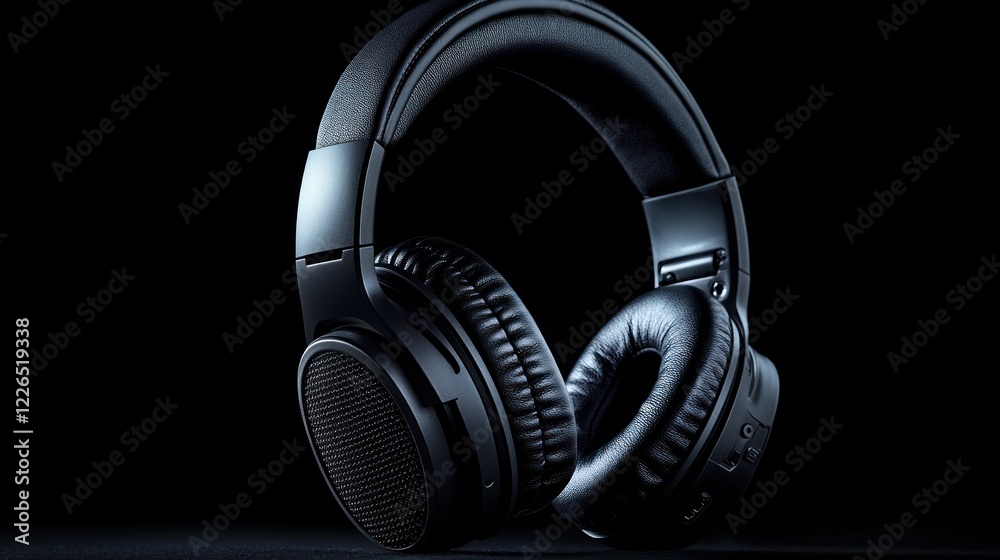A pair of sleek black headphones designed for immersive audio experiences. A pair of sleek black headphones designed for immersive audio experiences.