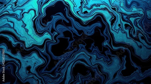 A vibrant oil spill texture with swirling patterns of iridescent blues and greens blending into darker, richer tones. photo