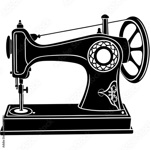 Vintage Sewing Silhouette on White
