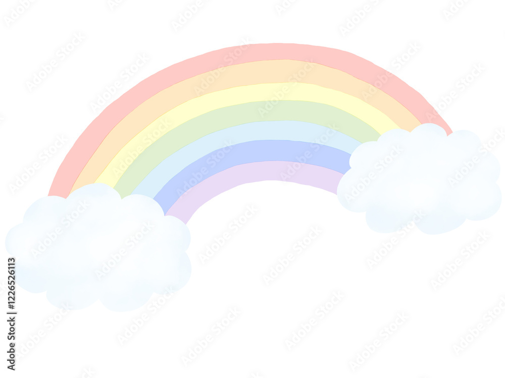 半透明：透け感のある手描きシンプルな虹のイラスト