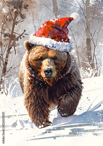 brown bear in snow