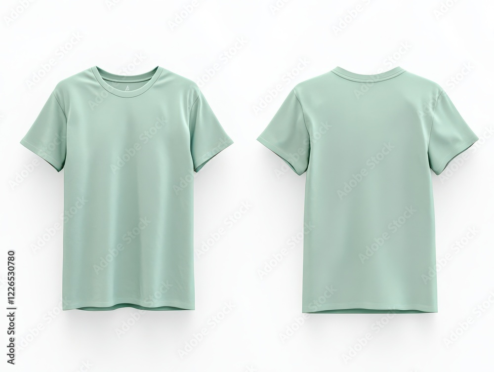 Fototapeta premium Front and back view mockup of casual t-shirt studio setting apparel design minimalist environment