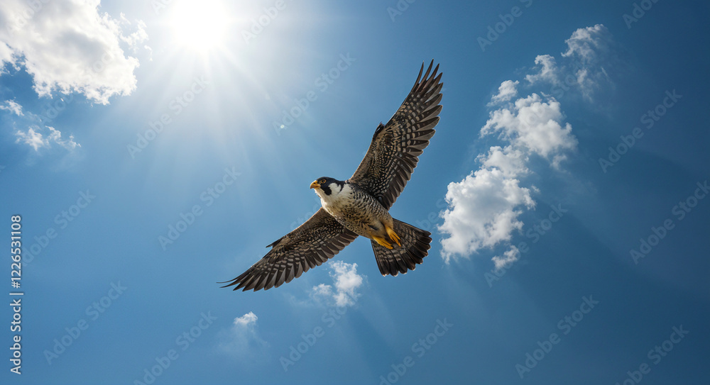 falcon in the sky . Generative AI falcon in the sky . Generative AI
