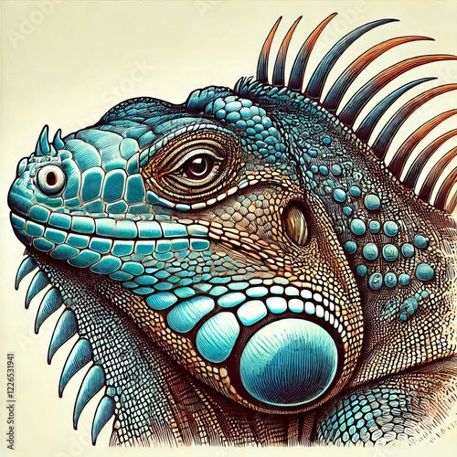 Iguana Large herbivorous and arboreal reptile