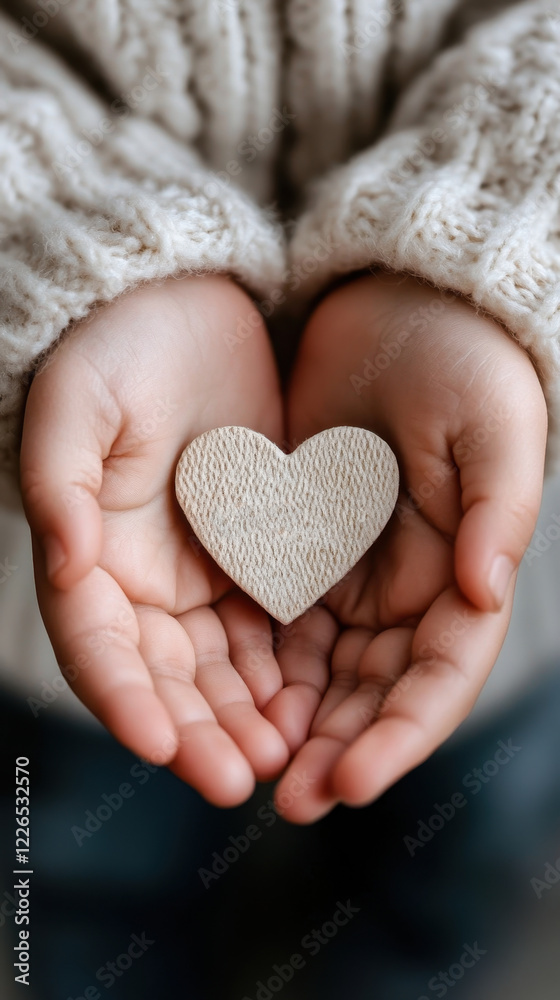 World Orphan Week Child's hands holding wooden heart symbolizing care and love World Orphan Week Child's hands holding wooden heart symbolizing care and love