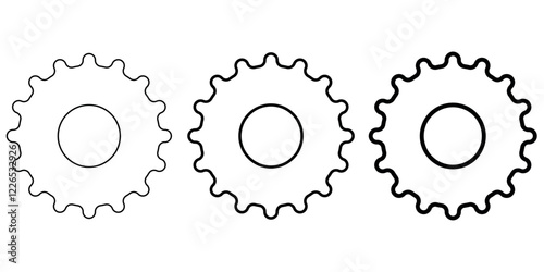 Gear iocn. Black settings icon. Cogwheel symbol. Gear wheel vector linear icon. Cog wheel icon. Gear wheel icon. Gear setting icon.