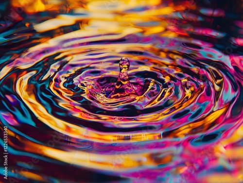 Mesmerizing Chromatic Liquid Ripples Reflecting Radiant Interplaying Lights photo