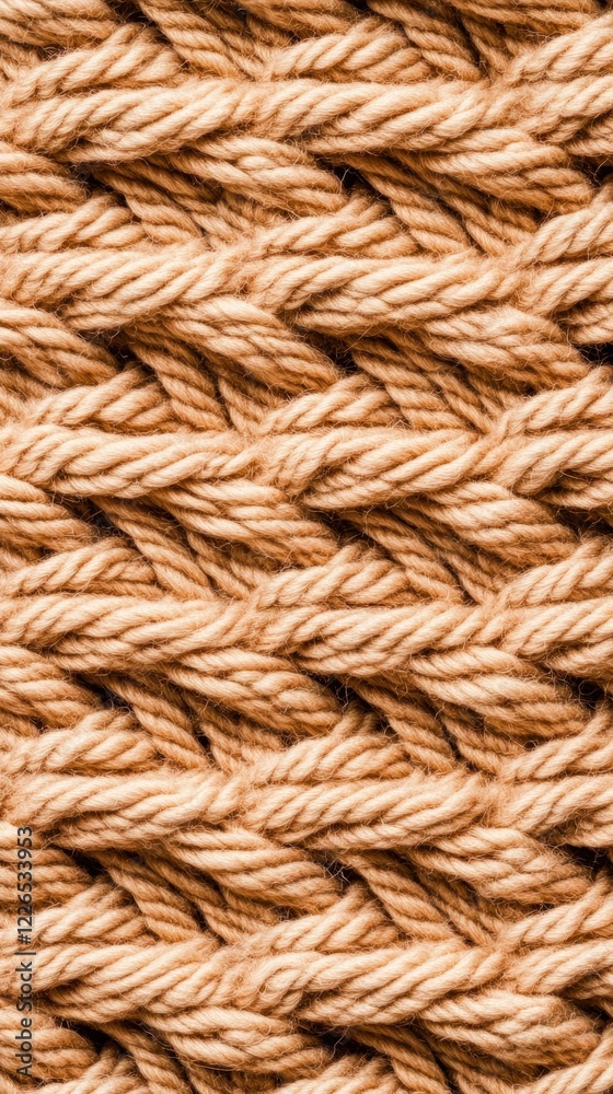 Close-up of braided beige rope texture with interwoven pattern Close-up of braided beige rope texture with interwoven pattern