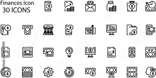 Set of Finances icons. Line art style icons bundle. vector illustration