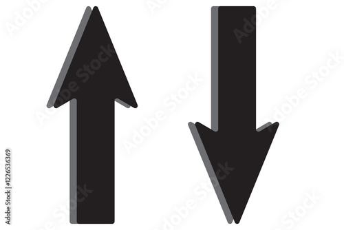 Free Download Print  up and down arrows icon vector, Rounded mini arrows, up-down icon. A small two-way black direction symbol. 1176 - GFXLoad
