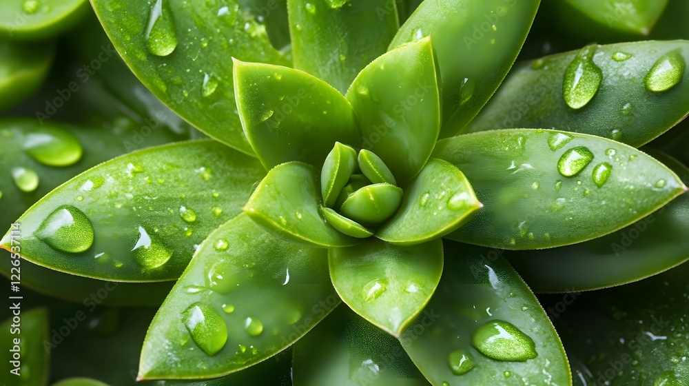 Fototapeta premium Closeup of water on green leaves