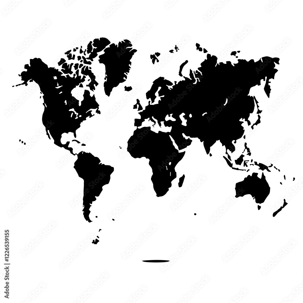 World Map Silhouette: A minimalist silhouette of the world map, representing global connection and the interconnectedness of our planet. World Map Silhouette: A minimalist silhouette of the world map, representing global connection and the interconnectedness of our planet.