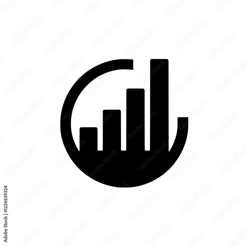 Global Growth Icon: A simple yet powerful icon depicting a bar graph rising within a circle, symbolizing global growth, progress, and upward trends. Global Growth Icon: A simple yet powerful icon depicting a bar graph rising within a circle, symbolizing global growth, progress, and upward trends.