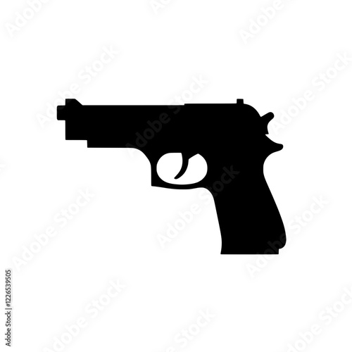 Handgun Silhouette: A stark black silhouette of a handgun, presented in a minimalist style, suitable for various applications.  The image is clean and devoid of unnecessary detail.