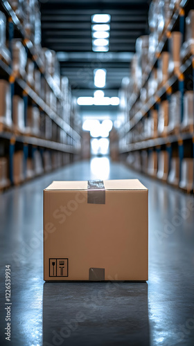Wallpaper Mural Cardboard box warehouse aisle logistics shipping Torontodigital.ca