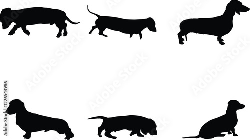 Dachshund Silhouettes: Minimalist and Stylish Dog Breed Design Art