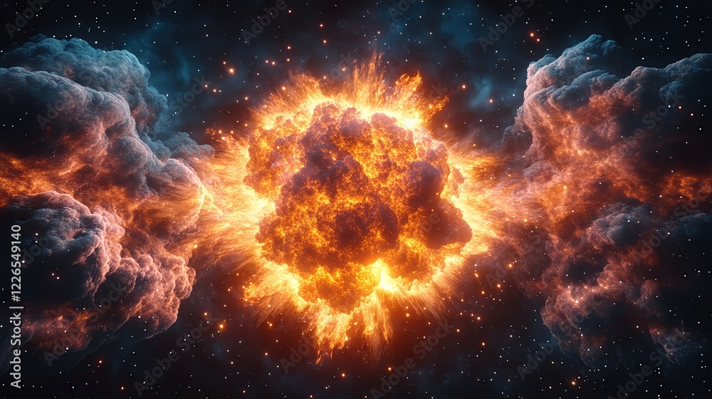 Fototapeta premium Cosmic explosion in deep space with vibrant hues.