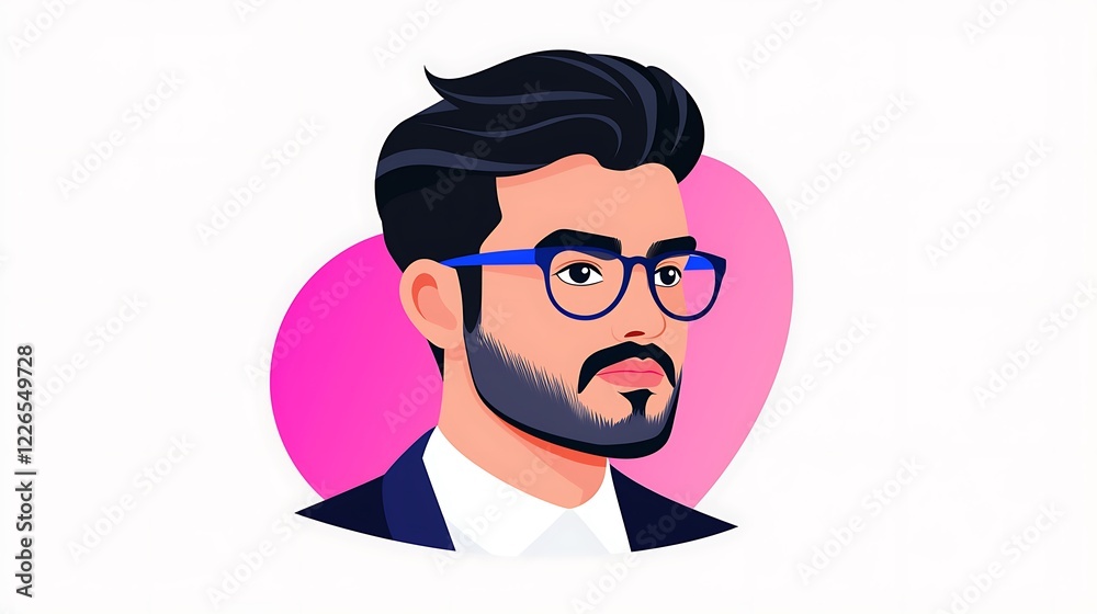 Illustrated portrait of a man with glasses and beard. Illustrated portrait of a man with glasses and beard.
