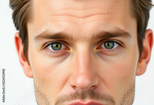 Male portrait with neutral expression on plain background photo