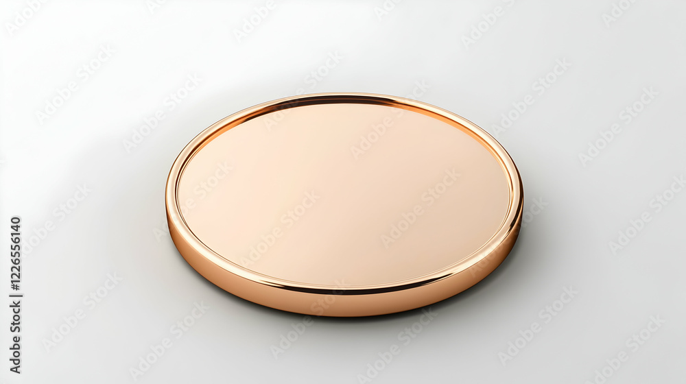 Rose gold coin mockup on white background; perfect for branding or website design Rose gold coin mockup on white background; perfect for branding or website design