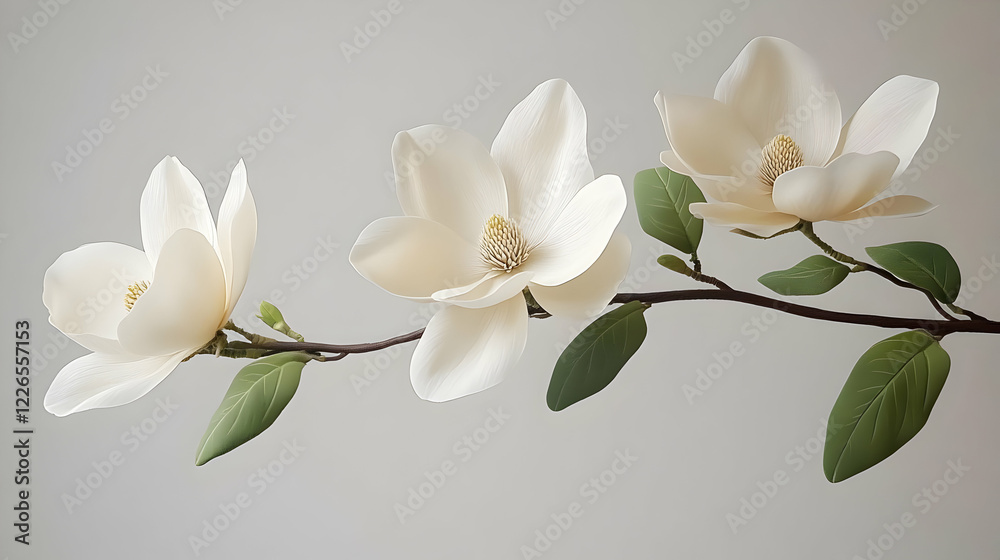 Fototapeta premium Elegant Magnolia Blossoms Branch, Spring Background
