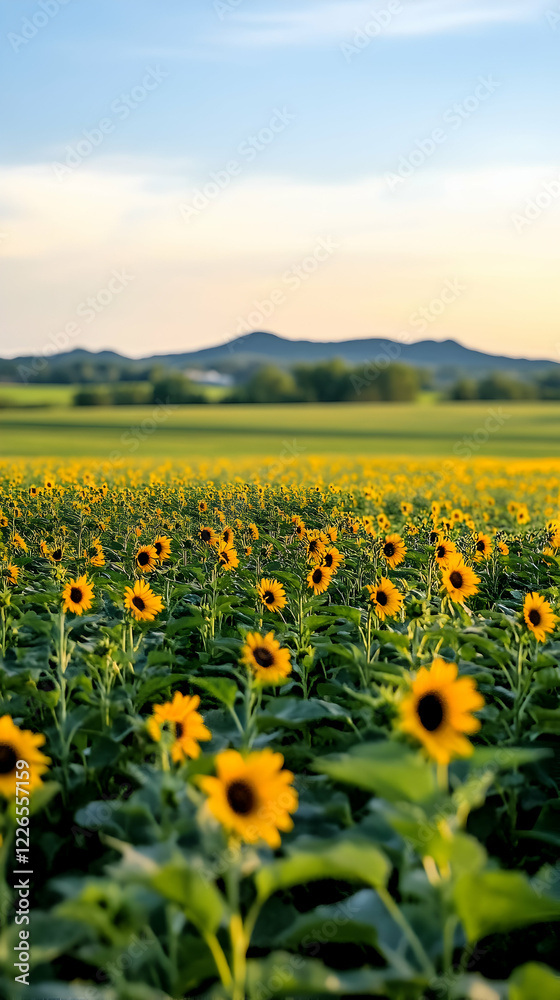 Sunflowers blooming in a field at sunset, rural landscape, nature photography, perfect for website backgrounds Sunflowers blooming in a field at sunset, rural landscape, nature photography, perfect for website backgrounds