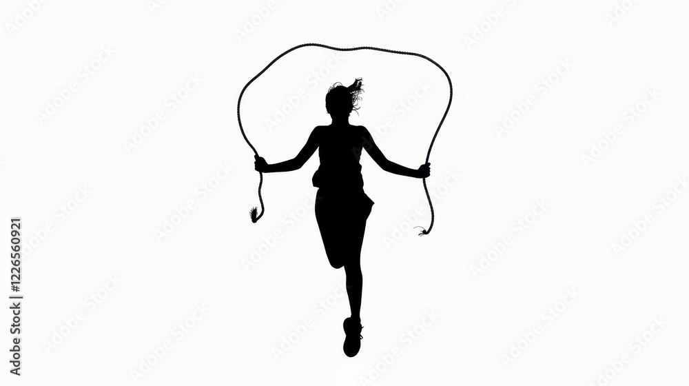 Obraz premium Silhouette of a Girl Jump Roping: A Dynamic Fitness Image