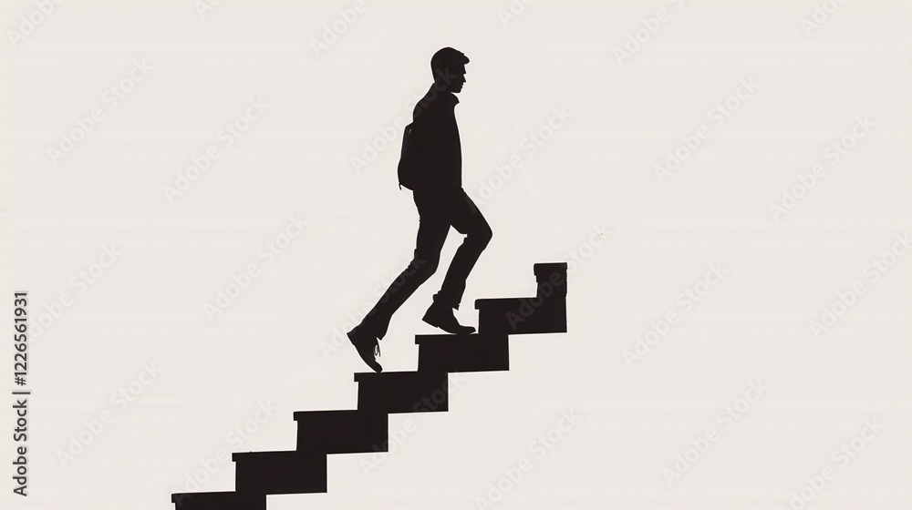 Silhouette of a Man Climbing Steps: A Metaphor for Progress and Achievement Silhouette of a Man Climbing Steps: A Metaphor for Progress and Achievement