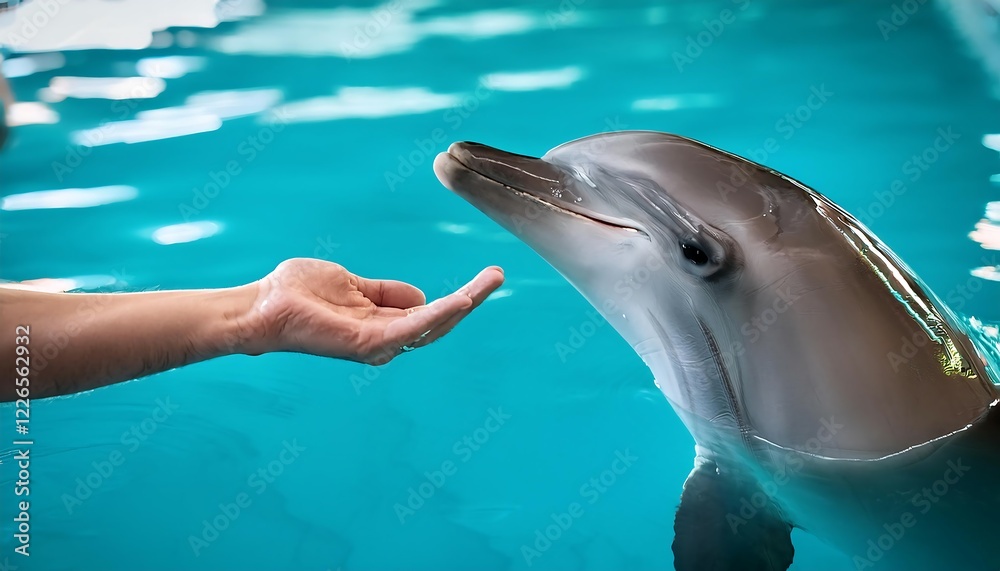 Naklejka premium Playful Dolphin Reaching Out for a Friendly Handshake