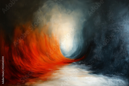 Wallpaper Mural Abstract Orange Blue Wave Painting Modern Art Canvas Texture Oil Fine Image Fluid Style Power Ocean  Torontodigital.ca