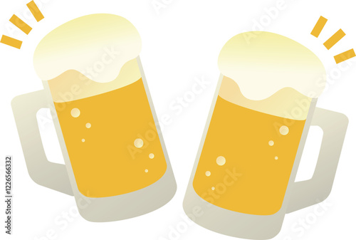 夏　ビール　生ビール　お酒　ジョッキ　イラスト素材