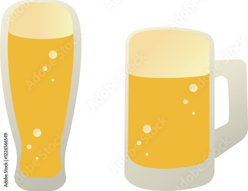 夏　ビール　生ビール　お酒　ジョッキ　グラス　イラスト素材