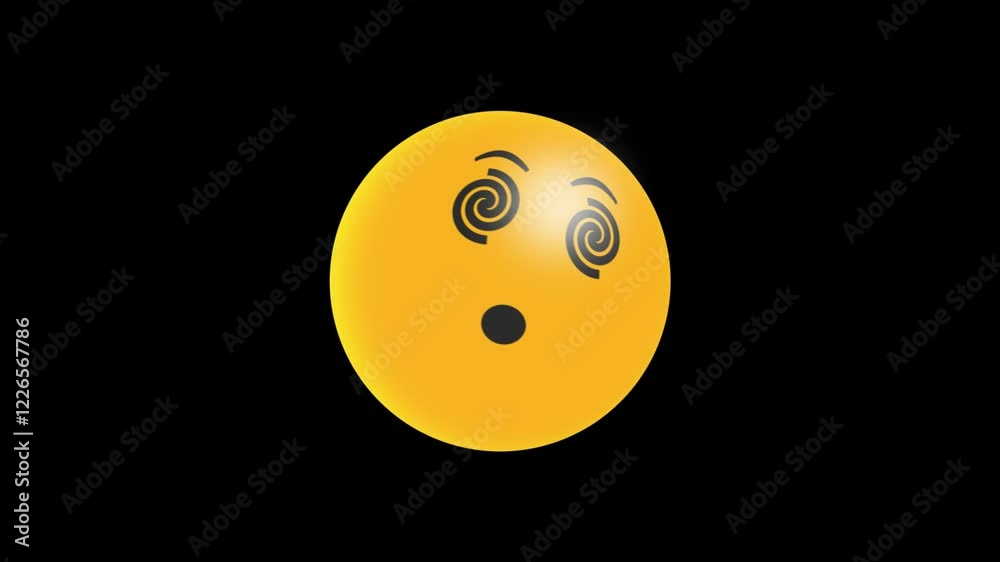 Yellow Emoticon Showing Dizziness and Surprise