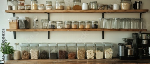 Wallpaper Mural Organized kitchen shelves with jars and containers for storage solutions Torontodigital.ca