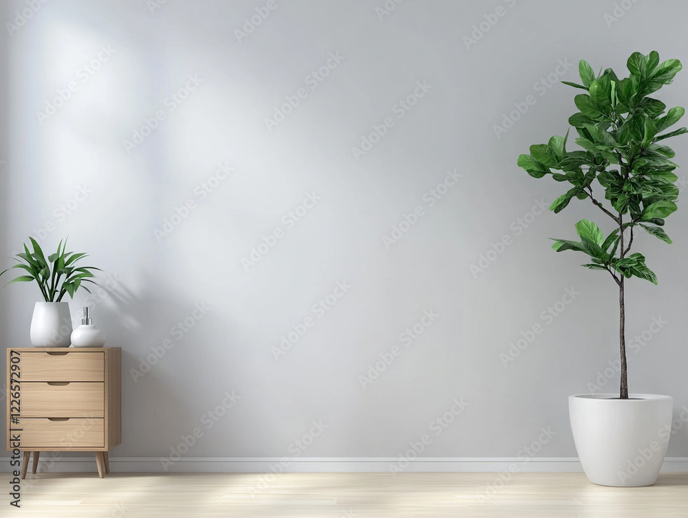 Modern interior design with plants and minimal decor Modern interior design with plants and minimal decor