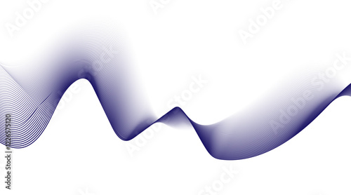 Abstract blue smooth wave on a white background. Dynamic sound wave. Design element. Vector illustration.