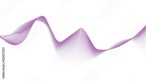Abstract blue smooth wave on a white background. Dynamic sound wave. Design element. Vector illustration.