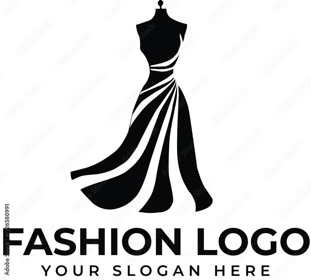 Elegant Black and White Fashion Logo for a Dress Boutique Elegant Black and White Fashion Logo for a Dress Boutique
