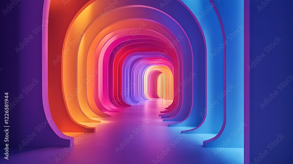 Naklejka premium 3D render abstract background with colorful neon