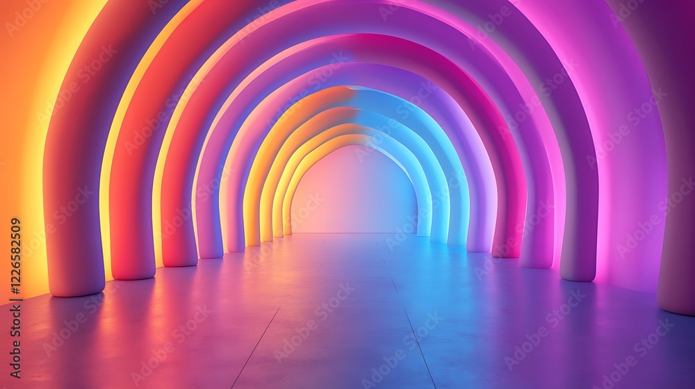Naklejka premium 3D render abstract background with colorful neon