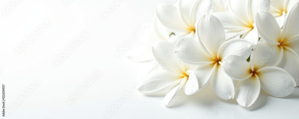 Fototapeta premium Delicate jasmine flowers in full bloom on a white background, white, floral