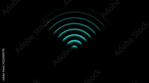 Wi-Fi Hotspot Icon Symbol Signal on Transparent Background, Alpha Channel, Radio wave background. Wi-Fi signal icon black background animation.