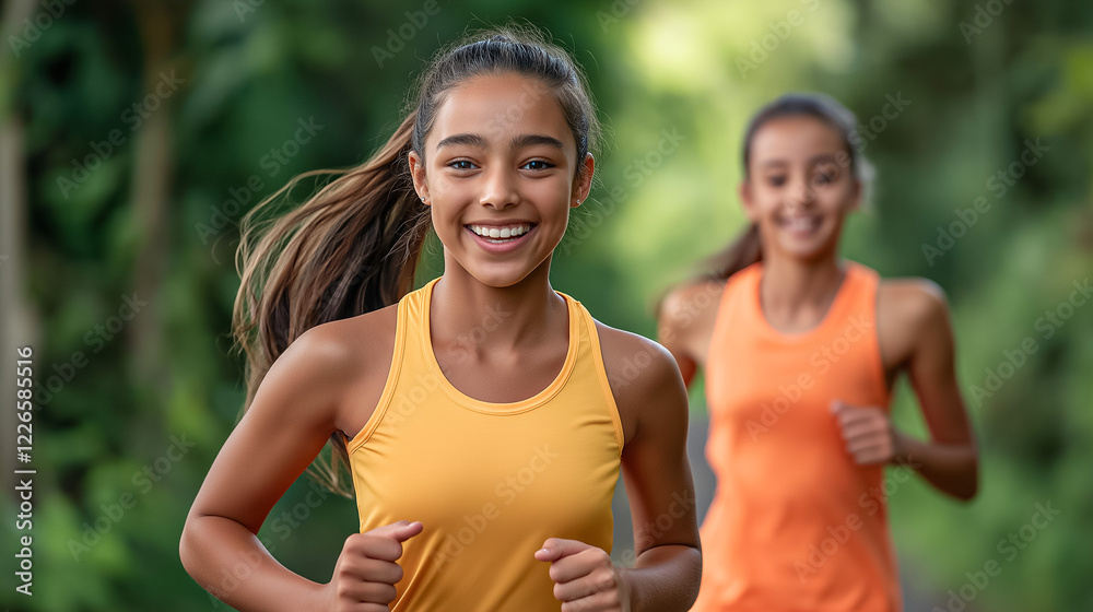 Smiling Girls Running Outside Smiling Girls Running Outside