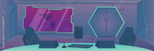 Cute and nice design of Spaceship and interior objects vector design