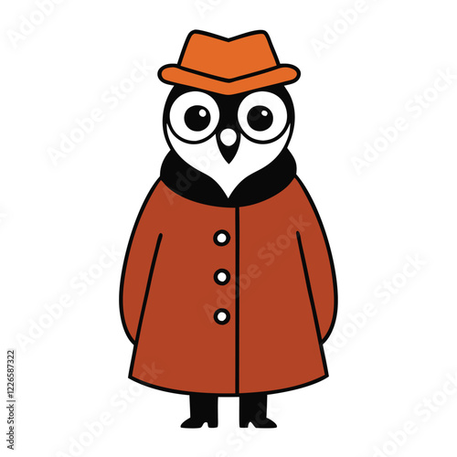 Funny barred owl vector art illustration