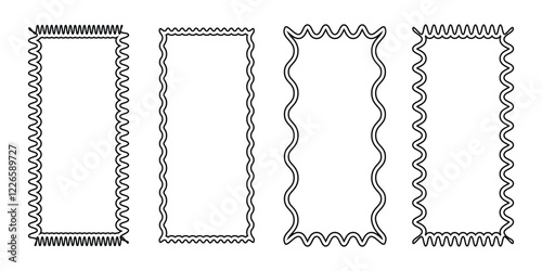 Four Distinct Decorative Rectangles With Different Edge Designs on a White Background