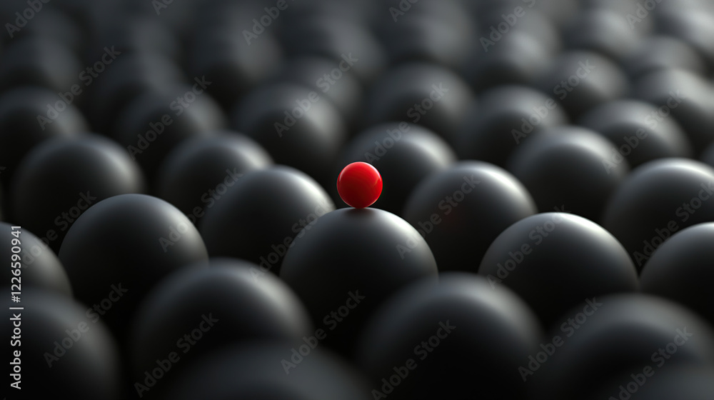 Obraz premium Conceptual visualization of individuality with a red sphere