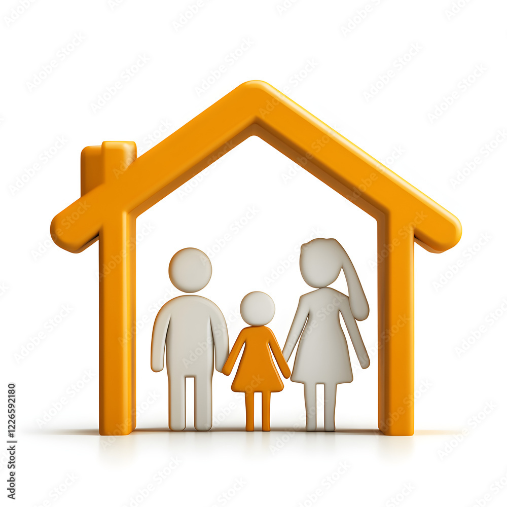 Family under a roof icon, symbolizing shelter and charity for families Family under a roof icon, symbolizing shelter and charity for families