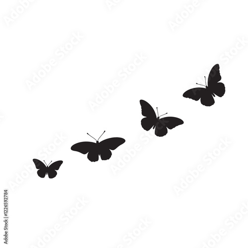 butterflies shilahoutte vector on white background 
